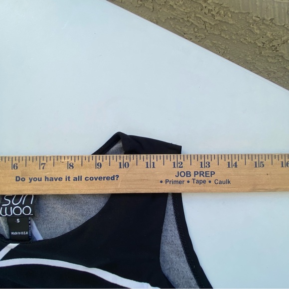 Clara Sunwoo Dress XS Black White Line Print Mini Tank Scoop Neck Pullover - Picture 5 of 8